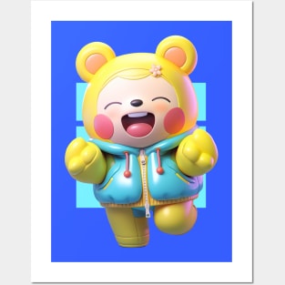 AKBLM - KUMA WANTS TO HUG YOU 💕 | CUTE 3D ANIME BEAR MASCOT Posters and Art